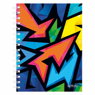 Herlitz - Blok spirálový A5/100 listů, čtvereček, Neon Art - 