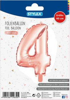Číslo 4 nafukovací růžovozlaté / stříbrné 40cm - 