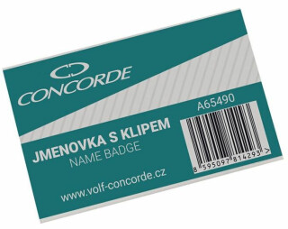 Jmenovka CONCORDE s klipem a špendlíkem, 6 x 9cm - 