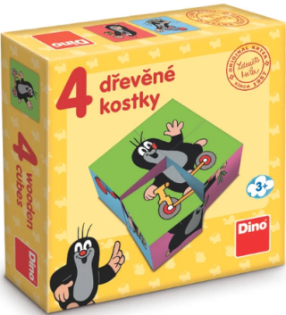 Dřevěné licenční kostky Krteček - 4 kostičky - 