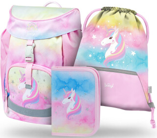 3 SET Airy Rainbow Unicorn: aktovka, penál, sáček - neuveden