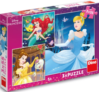 Puzzle Veselé princezny 3x55 dílků - 