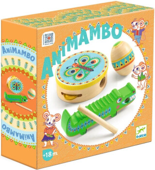 Animambo set perkusních nástrojů - tamburína, maracas, guiro - neuveden