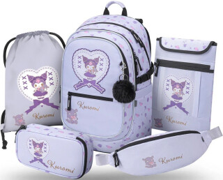 5 SET Core Kuromi Sweet One: batoh, penál, sáček, ledvinka, obal na notebook - 