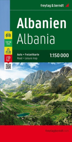 Albánie 1:150 000 / silniční mapa + rekreační mapa (poškozené) - neuveden