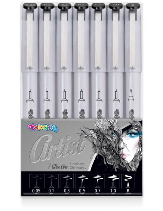 Artist Sada lineru - Fineliner 7 hrotů (0,05, 0,1, 0,3, 0,5, 0,7, 1,0, brush) - 