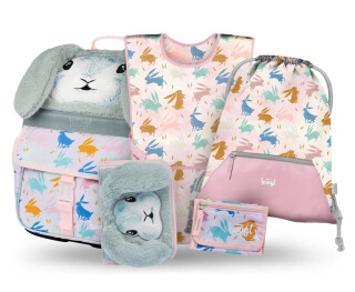 5 SET Zippy Bunny: aktovka, penál, sáček, zástěra, peněženka - 