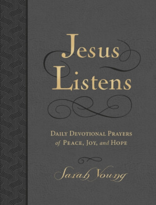 Jesus Listens, Large Text Leathersoft, Charcoal, with Full Scriptures - Sarah Young