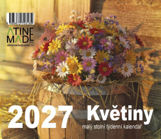 Kalendář 2027 Květiny, malý stolní, týdenní, 13 x 15 cm - 