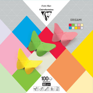 Papíry na origami Clairefontaine 20x20cm, 100ks – Mix - 