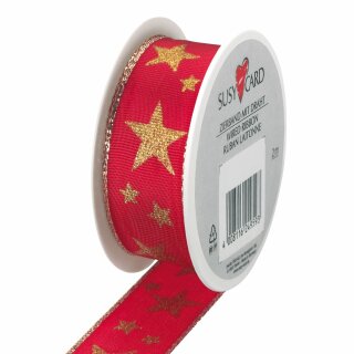 Stuha textilní, červeno-zlatá - 