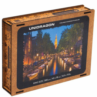 Unidragon dřevěné puzzle - Večerní Amsterodam velikost L - neuveden